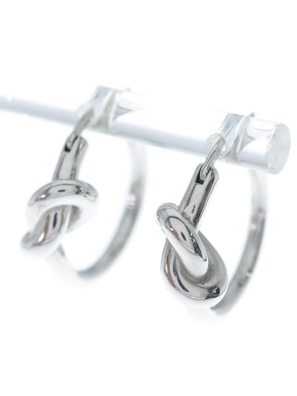 Celine Knot Small Hoop Earrings Silver